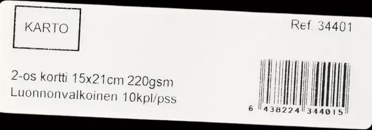 Karto 2-Os. Kortti 15X21 Cm 220 Gsm Luonnonvalkoinen 10 Kpl/Pss Cheap