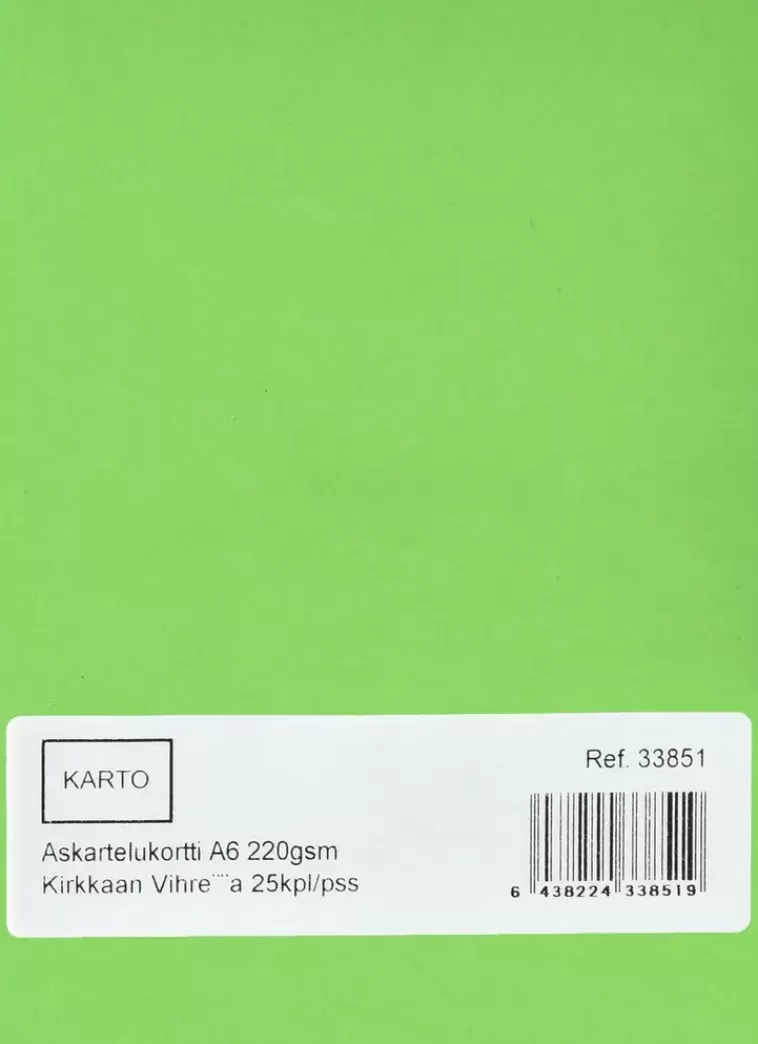 Karto Askartelukortti A6 220 Gsm Kirkkaan Vihrea 25 Kpl/Pss Clearance
