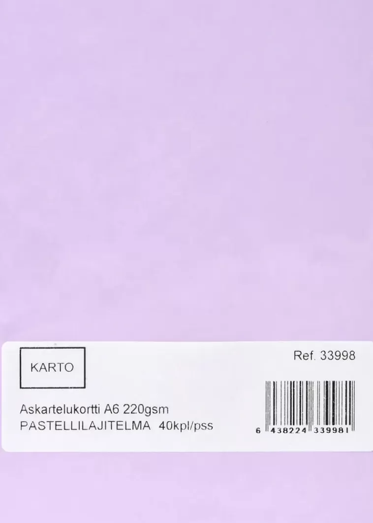 Karto Askartelukortti A6 220 Gsm Pastellilajitelma 40 Kpl/Pss New