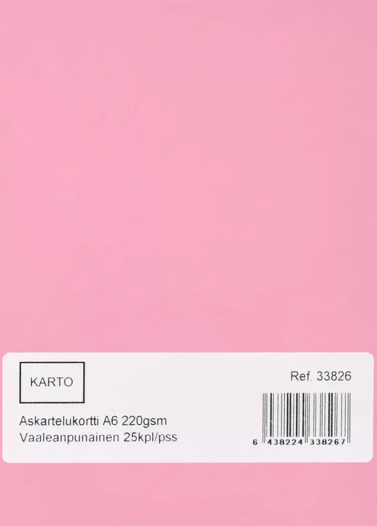 Karto Askartelukortti A6 220 Gsm Vaalean Punainen 25 Kpl/Pss Outlet