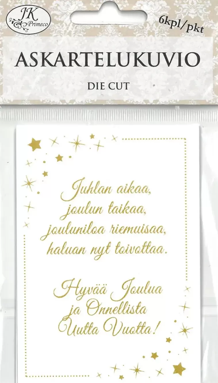 J.K. Primeco Askartelukuvio Jouluteksti Kultafolio 6Kpl/Pkt Flash Sale