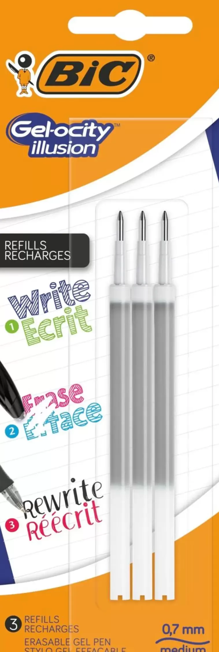BiC Gel-Ocity Illusion Pyyhittava Gelikyna Musta Tayttosailio 3Kpl Discount