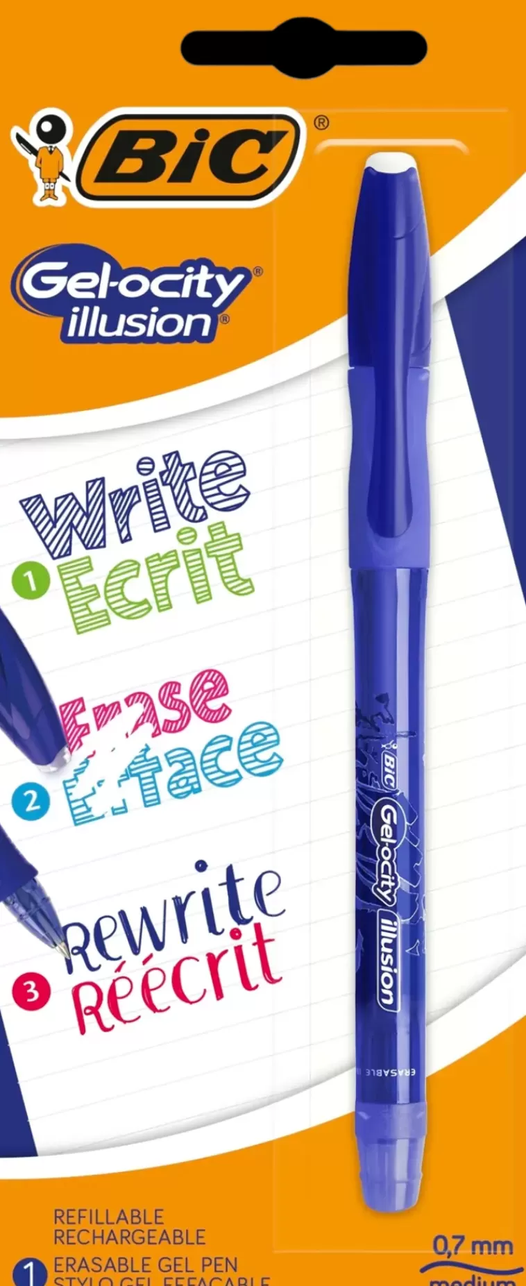 BiC Gel-Ocity Illusion Pyyhittava Gelikyna Sininen 1Kpl Discount
