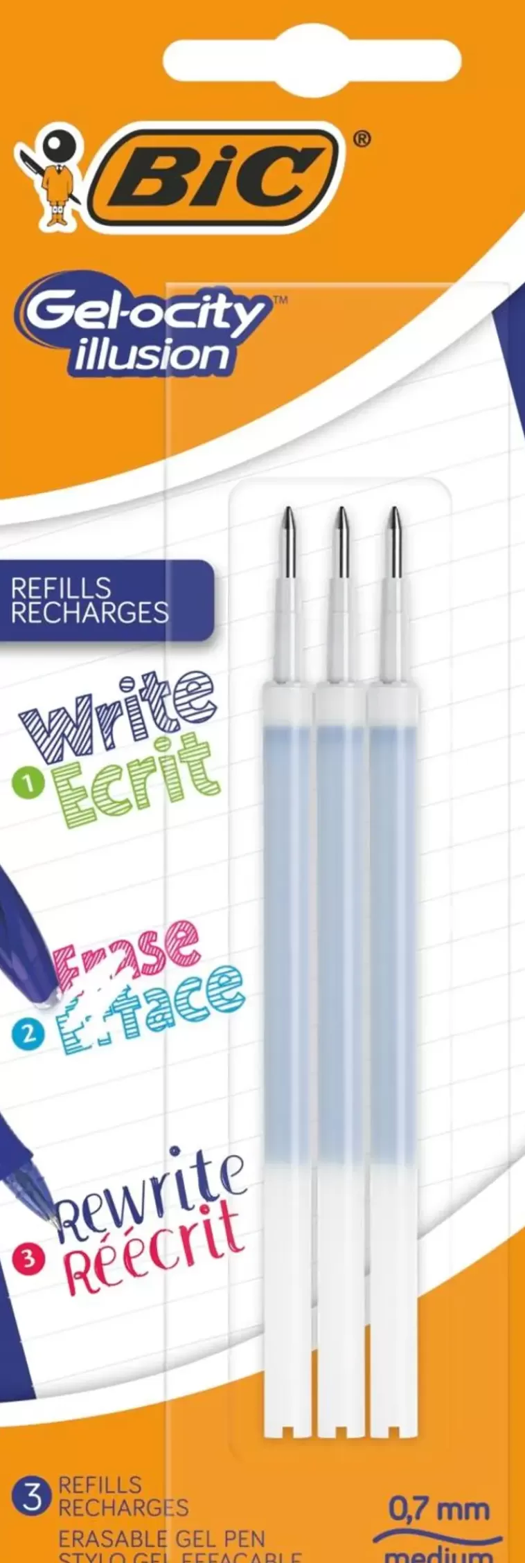BiC Gel-Ocity Illusion Pyyhittava Gelikyna Sininen Tayttosailio 3Kpl Flash Sale