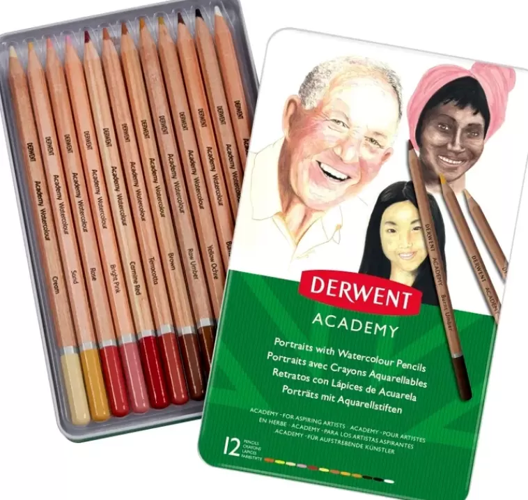 Derwent Academy Akvarellikynat 12 Varia Skintones Outlet