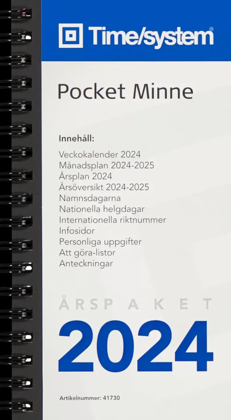 TimeSystem Fickkalender Time System Minne Arspaket 2024 Clearance