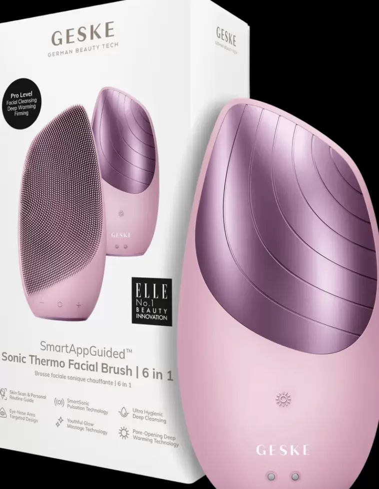 GESKE Sonic Thermo Facial Brush 6 In 1 Pink Kasvojen Puhdistusharja New