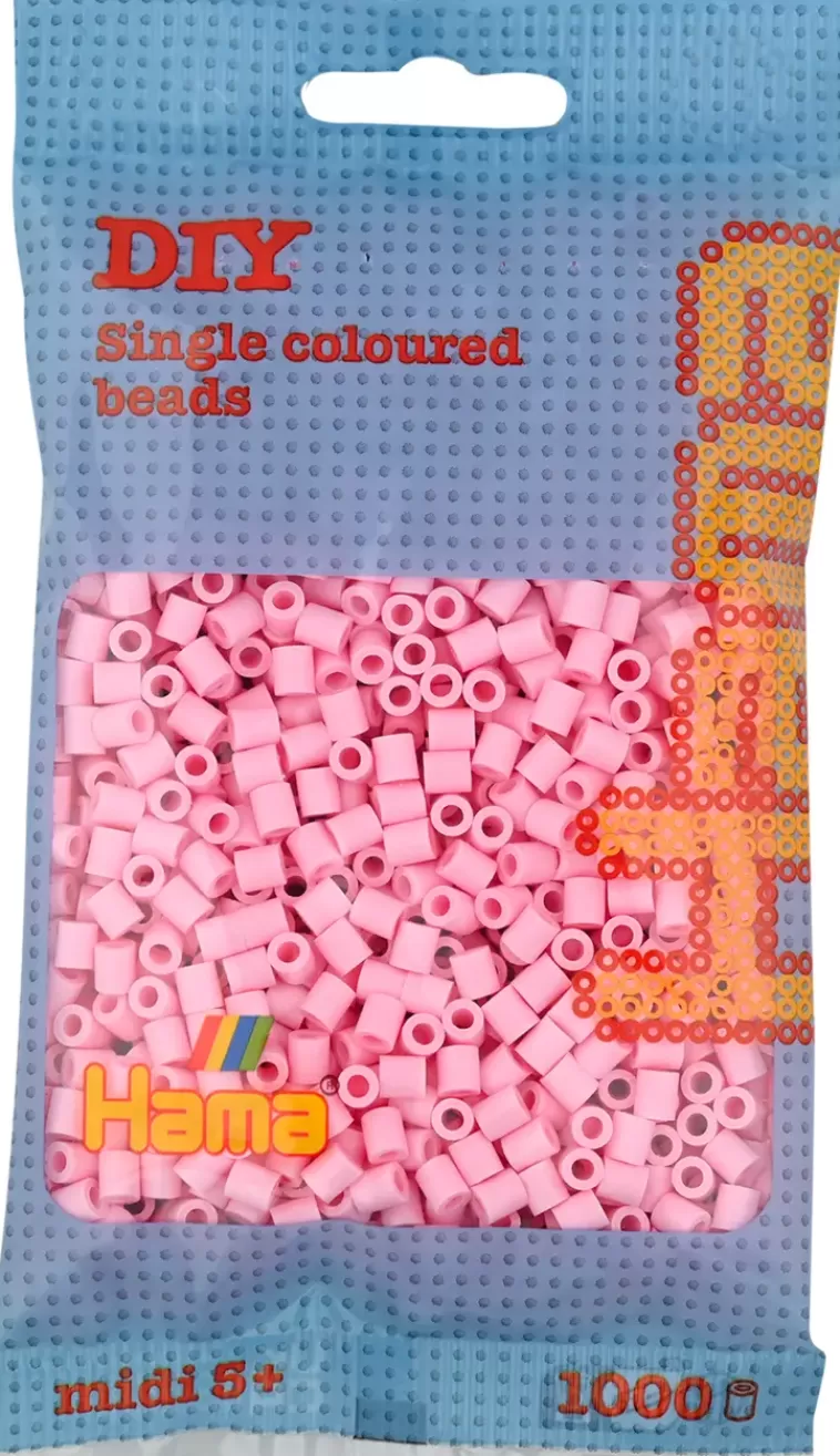 Hama Midi Silityshelmet Pussissa, 1000 Kpl, Pastelli Roosa Clearance