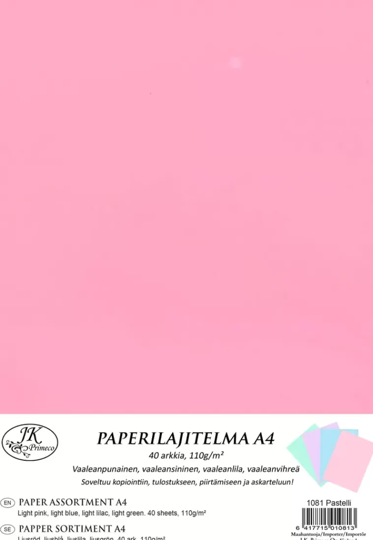 J.K. Primeco A4 Varipaperilajitelma Pastelli 40Arkkia Store