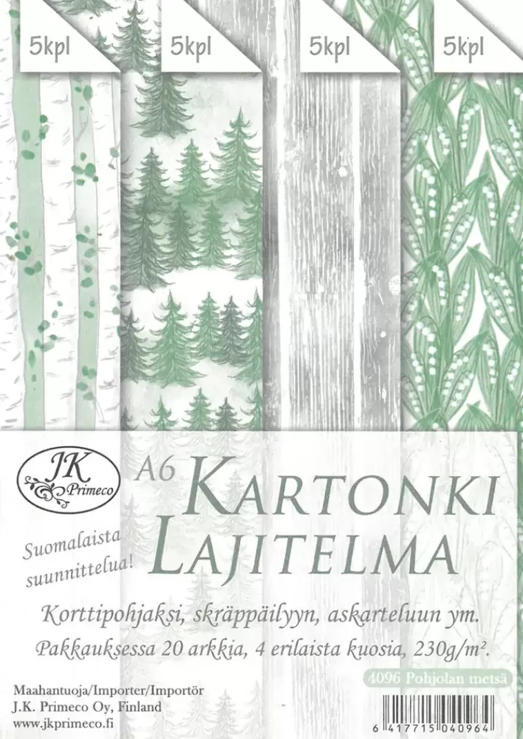 J.K. Primeco Kartonkilajitelma A6 Pohjolan Metsa 20Ark Fashion