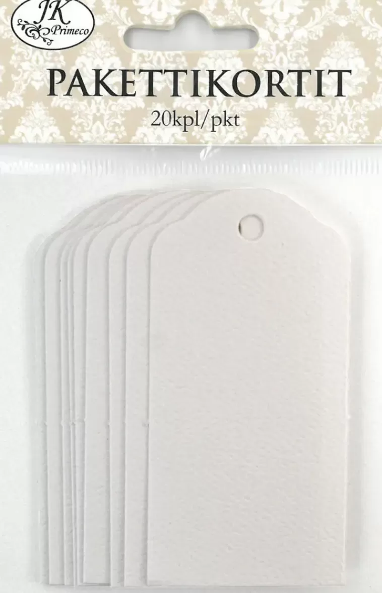J.K. Primeco Pakettikortti Valkoinen 4X8Cm 20Kpl/Pkt Sale