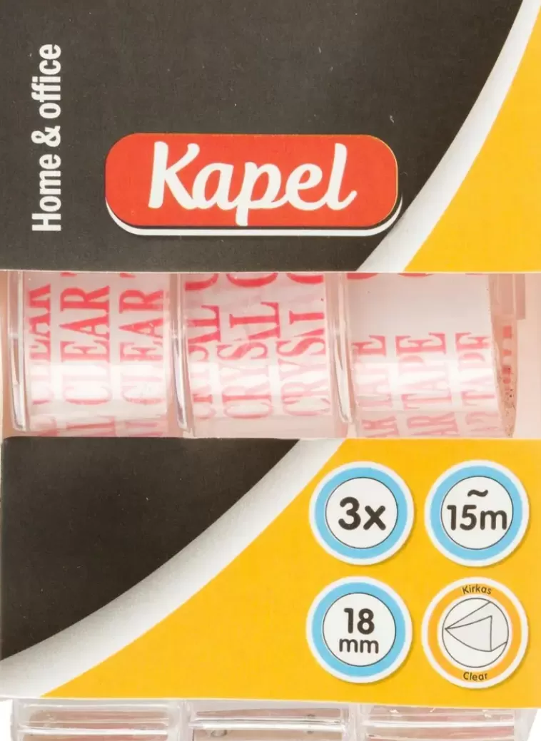 Kapel Teippi Telineessa Kirkas 18Mm X 15,2M 3Kpl Best