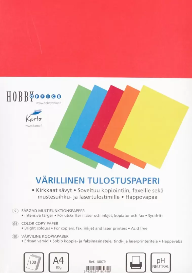 Karto Tulostuspaperi A4 100Kpl Varillinen New