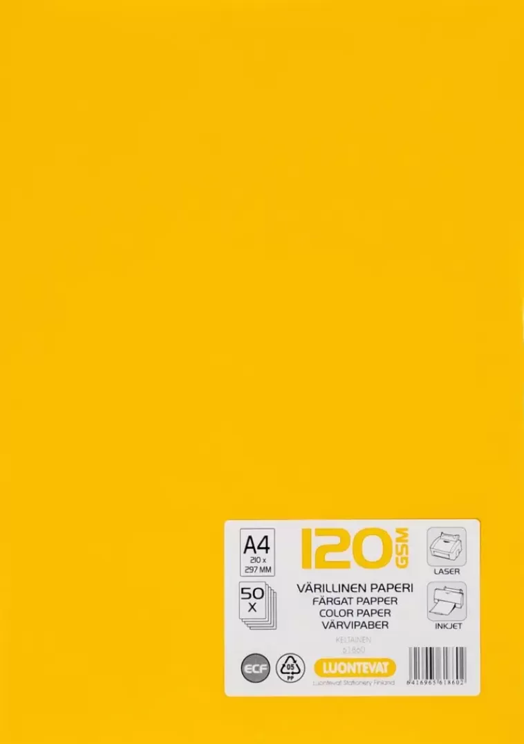 Luontevat A4 50 Kpl Varillinen Tulostuspaperi 120 Gsm Keltainen Discount