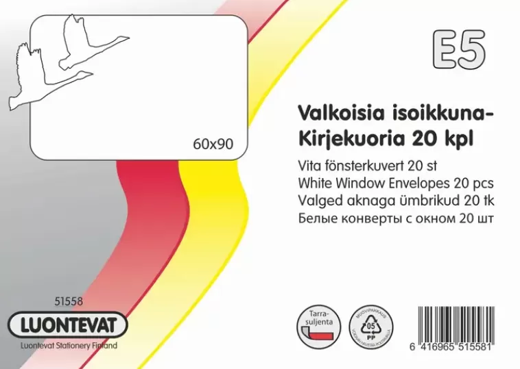Luontevat Isoikkunakirjekuoria E5 Valkoinen 20Kpl Online