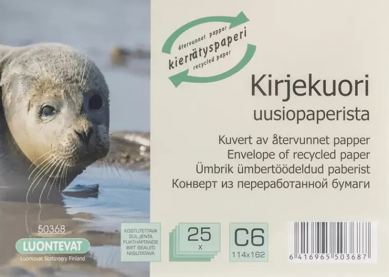 Luontevat Kirjekuori C6 25 Kpl Uusiopaperi Cheap