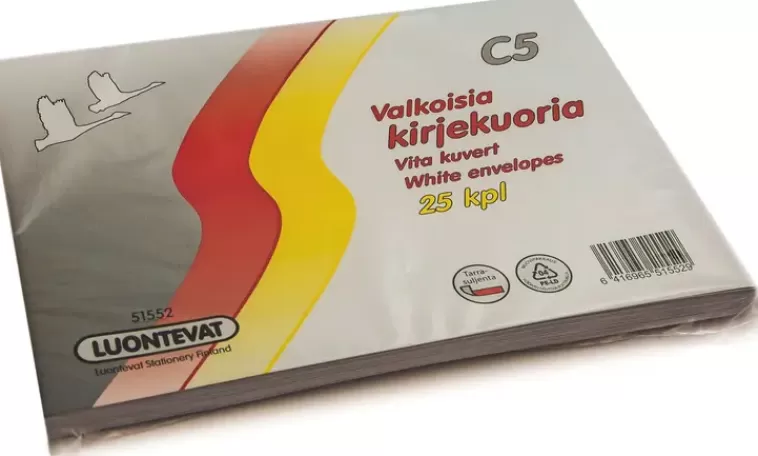 Luontevat Kirjekuoria C5 Valkoinen Tarrasuljenta 25Kpl Cheap