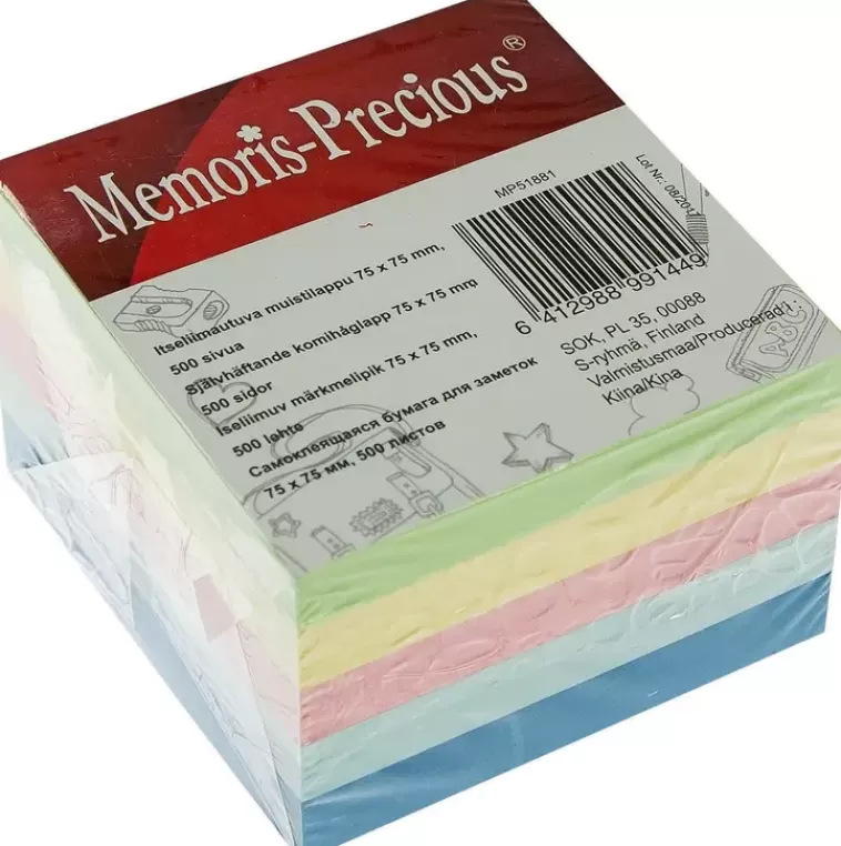 Memoris Precious Muistilappu Pastelli 75X75Mm 500Kpl New