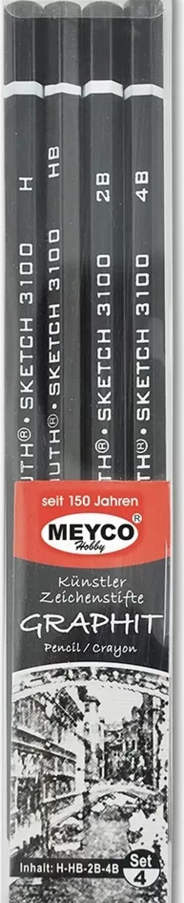 Meyco Hobby Graphit Luonnoskynat 4Kpl H, Hb, 2B, 4B Muovikotelossa Sale