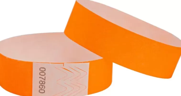 Ei merkkiä Plastipap Paasylippuranneke Oranssi Neonvari Tyvek-Materiaalia Vedenkestava Numeroitu 19X255Mm 50Kpl Sale