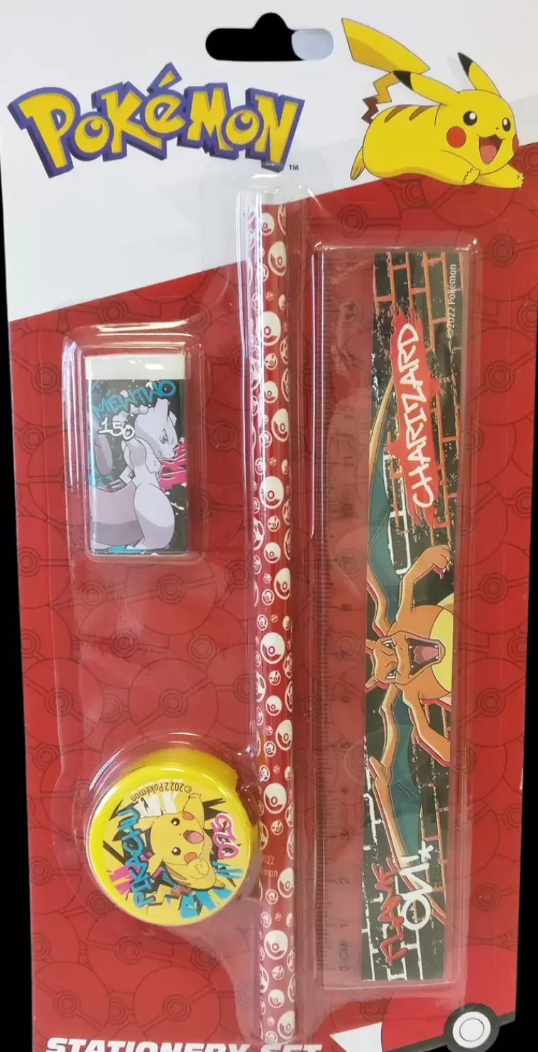 Pokemon 4Os Kirjoitussetti, Sis. Lyijykyna, Viivain, Pyyhekumi, Teroitin Cheap