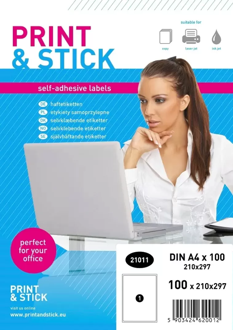 Printu0026Stick Print&Stick Tulostustarrat 210X297 Mm A4 100 Arkkia Discount