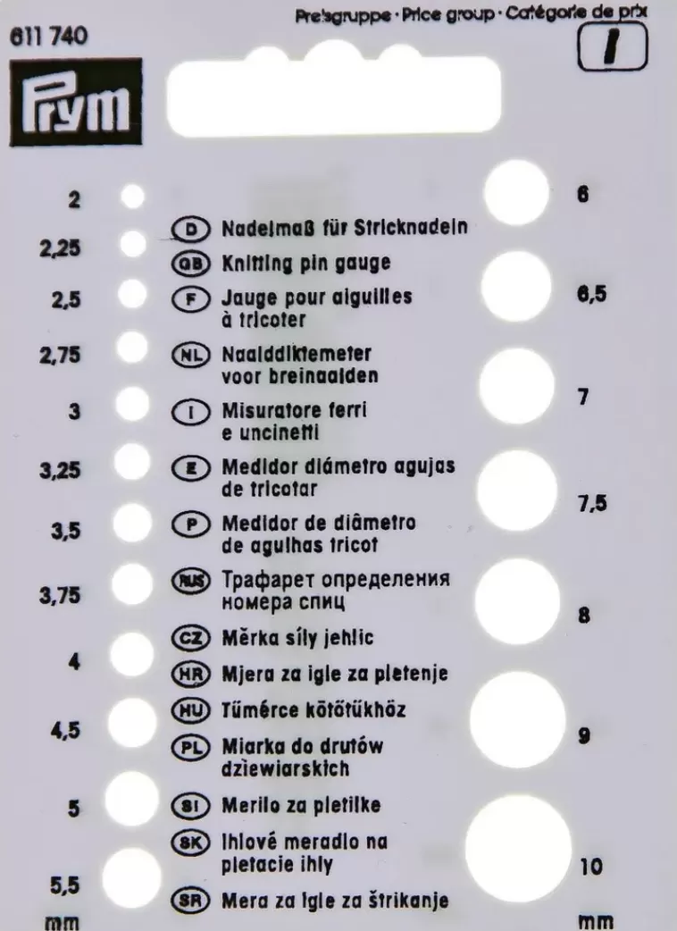 Prym Puikkomittari Neulepuikoille New