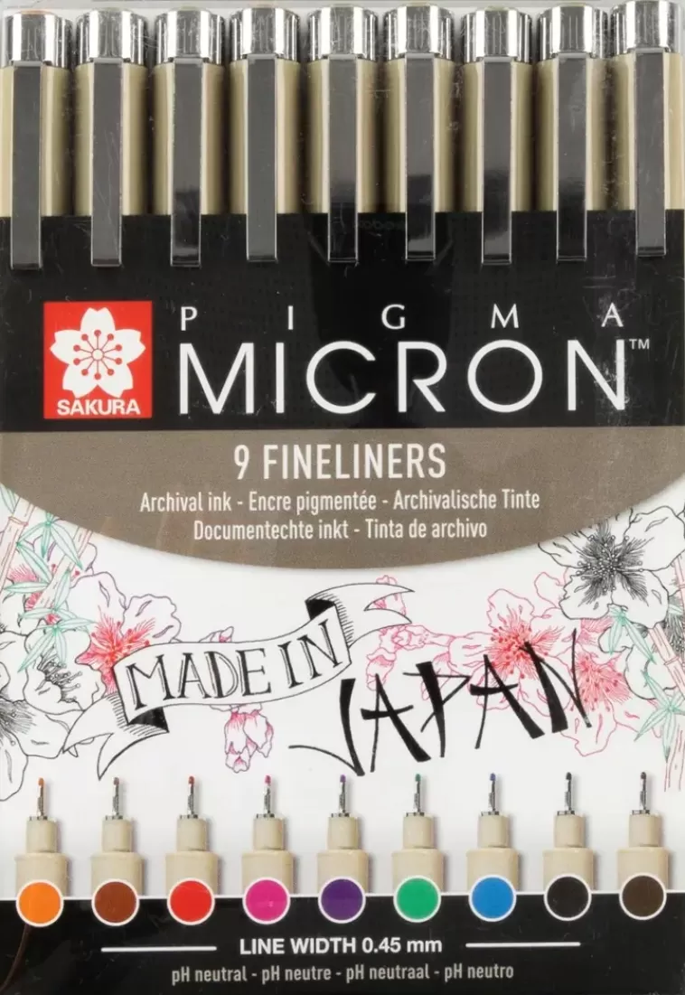 Sakura Pigma Micron Kuitukynasarja Lajitelma 9Kpl Sale