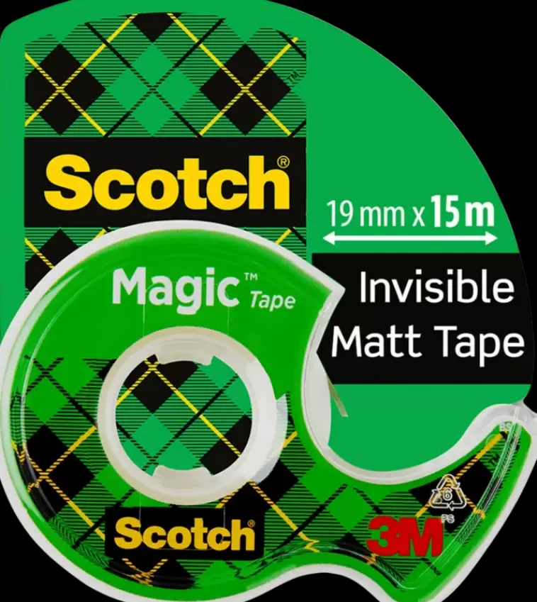 3M Scotch® Magic Invisible -Teippi, 19 Mm X 15 M + Kateen Sopiva Katkaisulaite Fashion