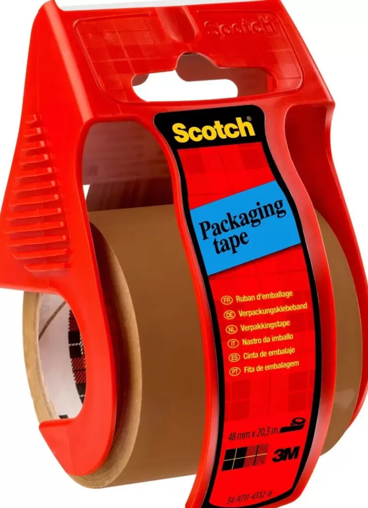 3M Scotch-Pakkausteippi Kasitelineessa, Ruskea, 1 Rulla, 48 Mm X 20 M Fashion