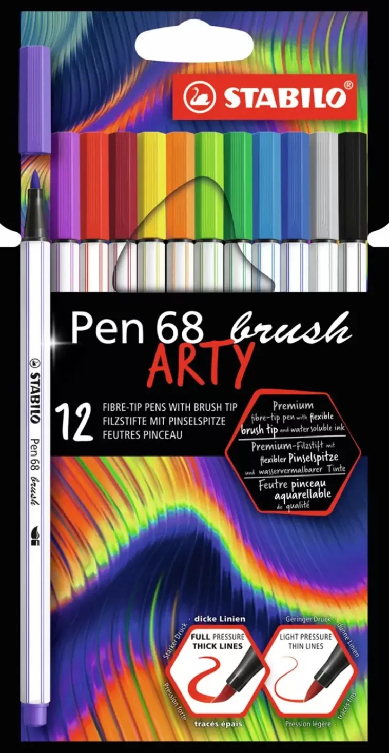 STABILO Sivellinkyna Pen68 Brush 12 Varin Kotelossa Sale