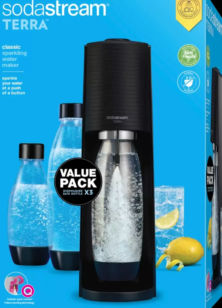 SodaStream Terra Hiilihapotuslaite, Musta Value Pack Cheap