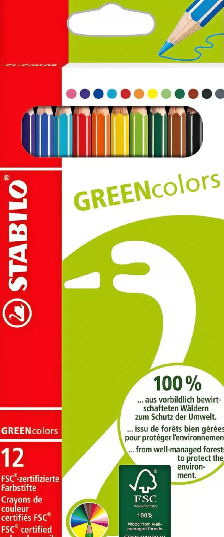 STABILO Puuvarikyna Greencolors 12 Varia New